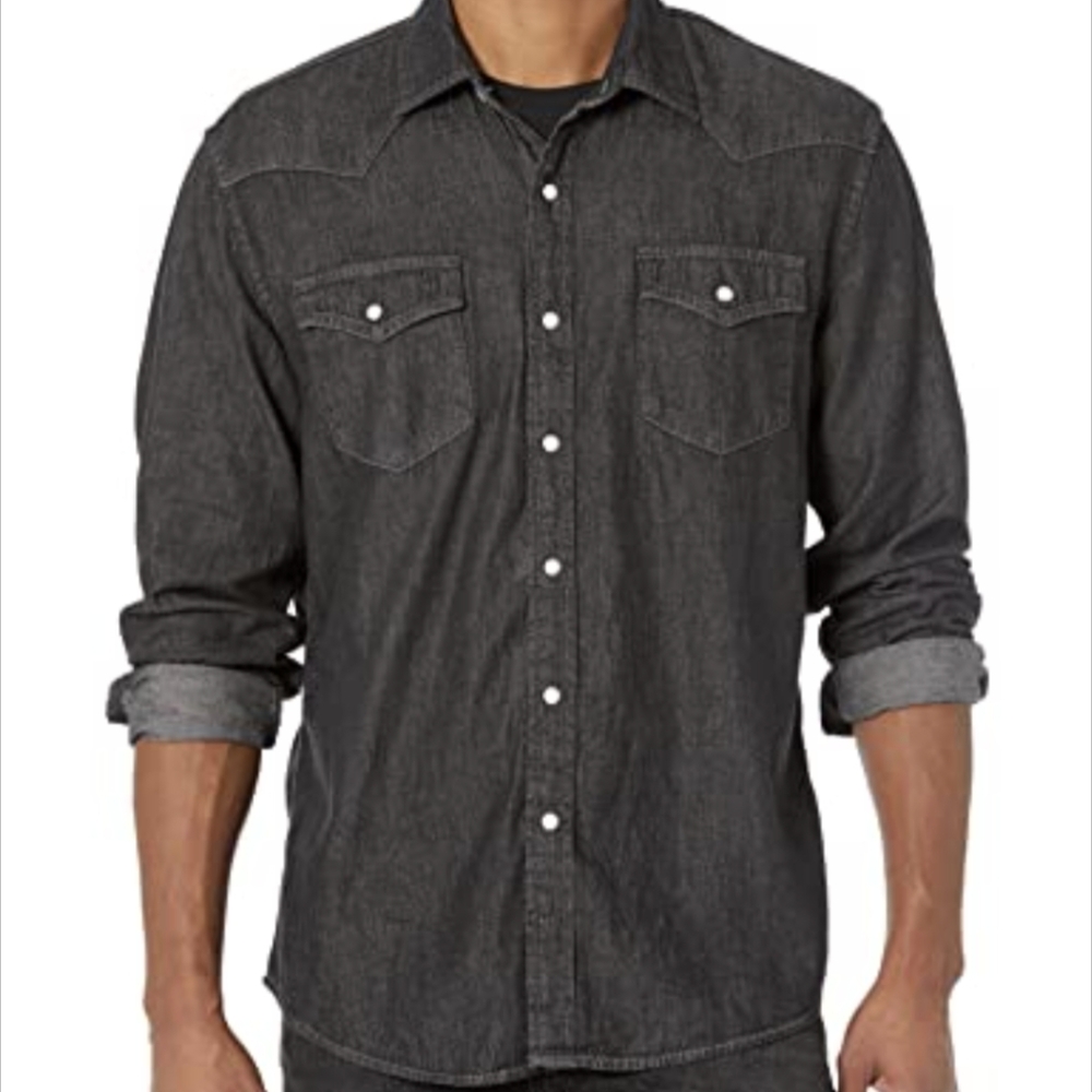 Men's Amazon Essentials Tailored Slim Fit Denim Western Button Up Shirt Small